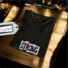  Unisex Oversize Modern Boy Pamuklu Etek Oval Siyah Baskili T-shirt